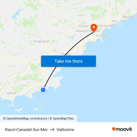 Rayol-Canadel-Sur-Mer to Valbonne map