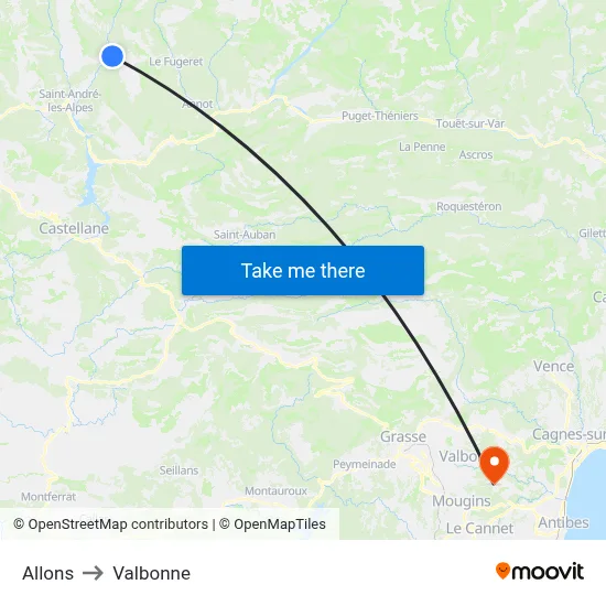 Allons to Valbonne map