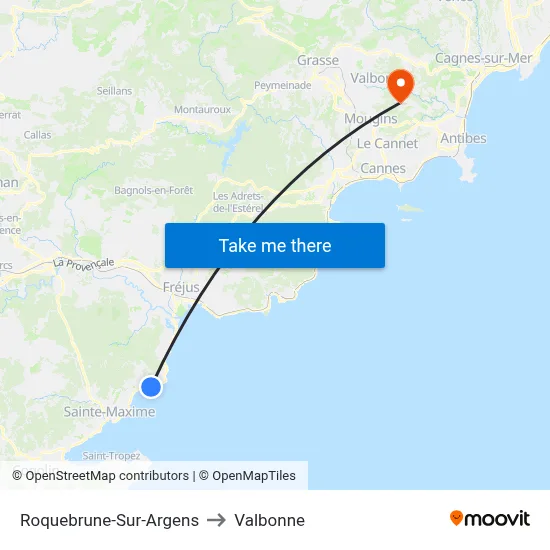 Roquebrune-Sur-Argens to Valbonne map