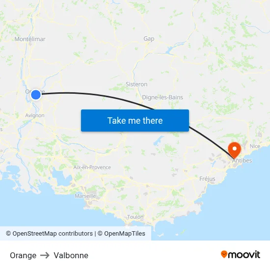 Orange to Valbonne map