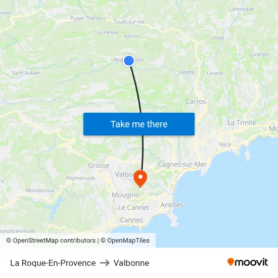 La Roque-En-Provence to Valbonne map
