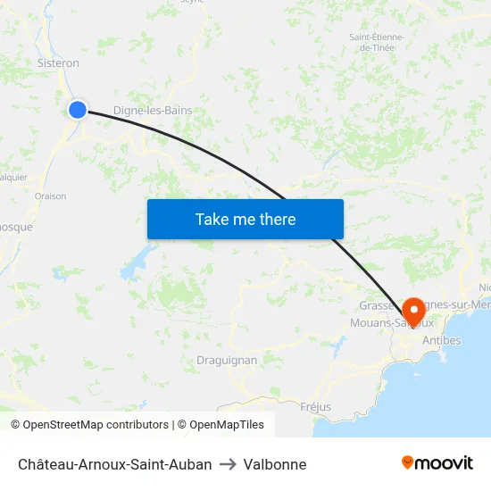 Château-Arnoux-Saint-Auban to Valbonne map