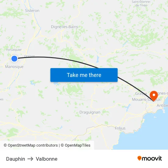 Dauphin to Valbonne map