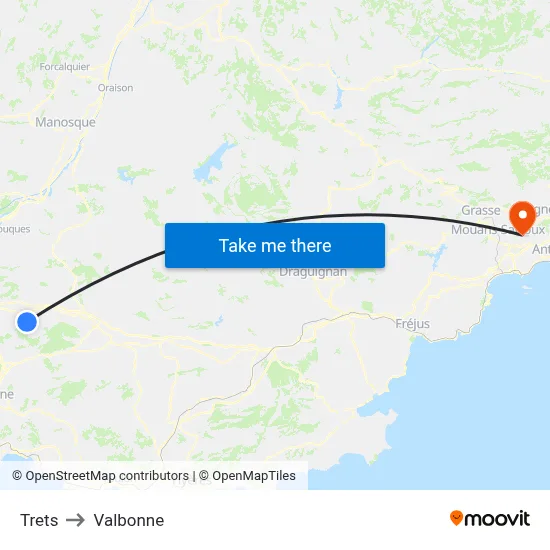 Trets to Valbonne map