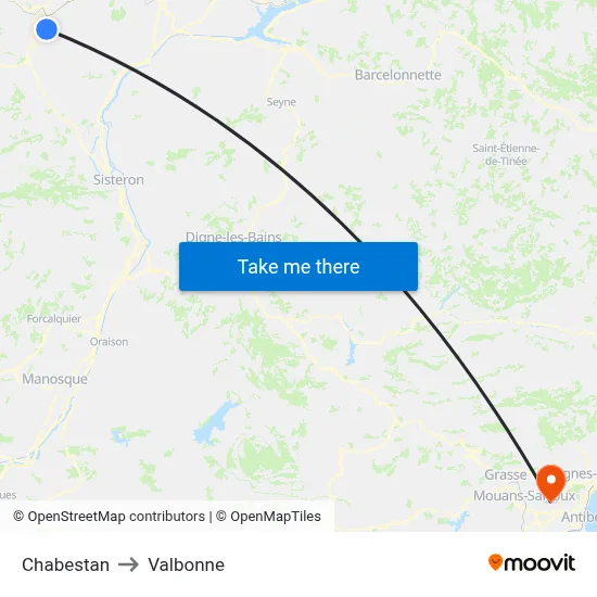 Chabestan to Valbonne map