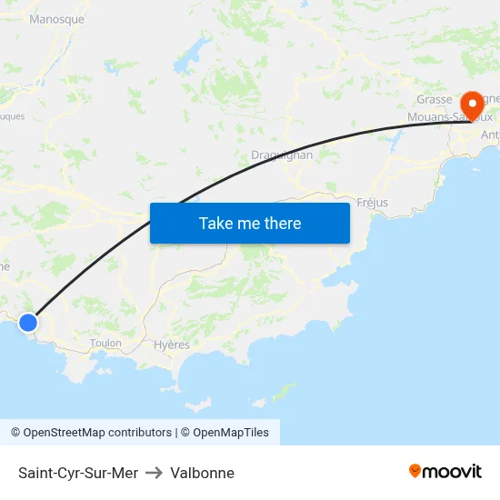 Saint-Cyr-Sur-Mer to Valbonne map