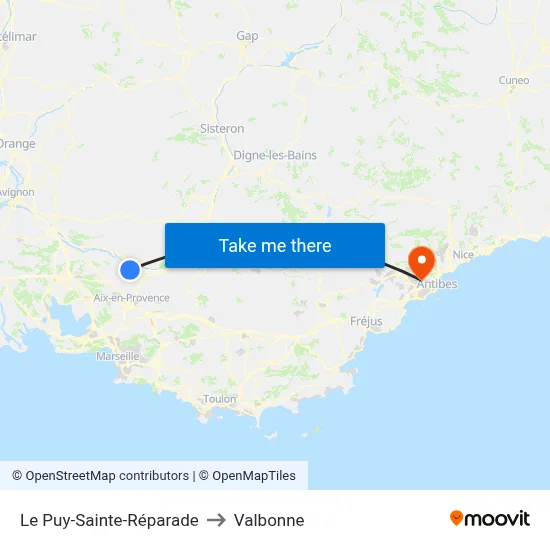 Le Puy-Sainte-Réparade to Valbonne map