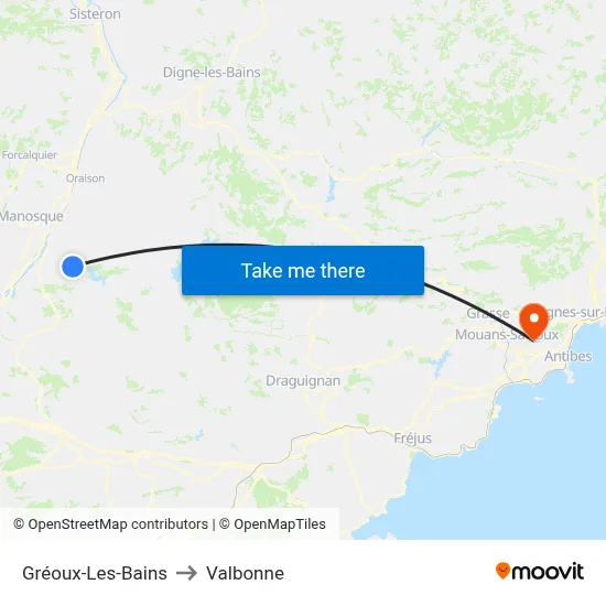Gréoux-Les-Bains to Valbonne map