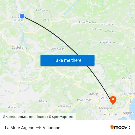 La Mure-Argens to Valbonne map