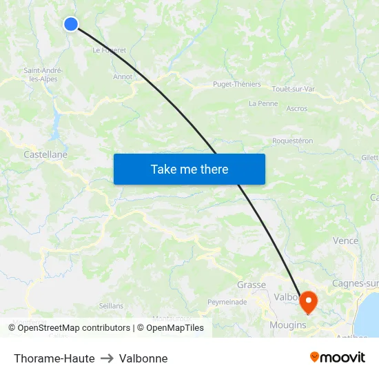 Thorame-Haute to Valbonne map