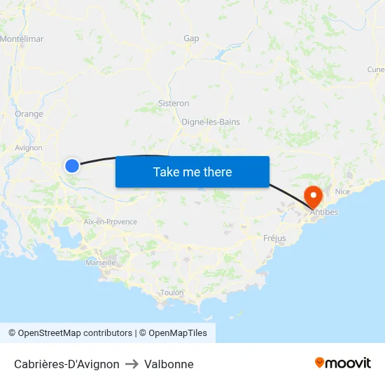 Cabrières-D'Avignon to Valbonne map