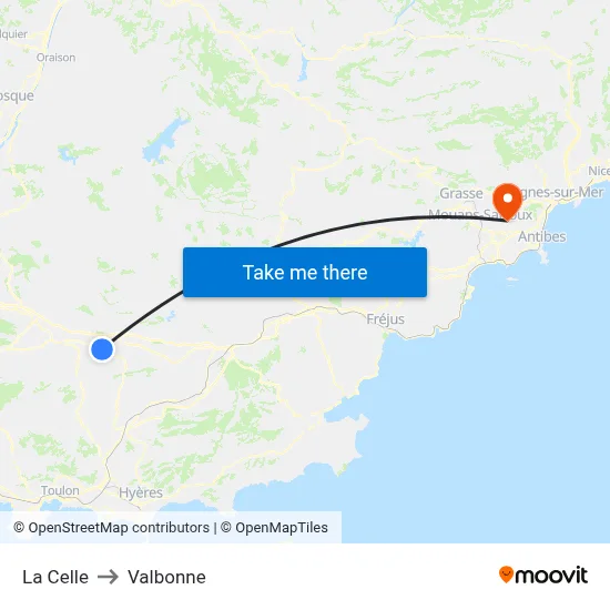 La Celle to Valbonne map