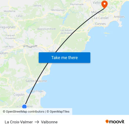 La Croix-Valmer to Valbonne map