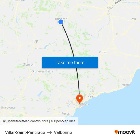 Villar-Saint-Pancrace to Valbonne map