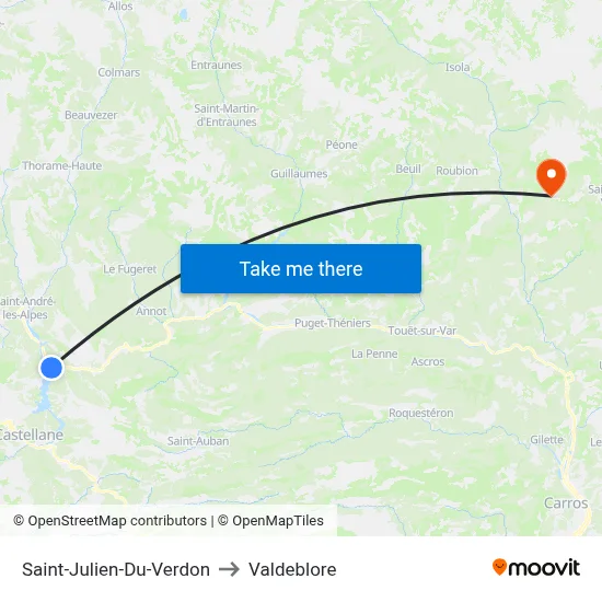 Saint-Julien-Du-Verdon to Valdeblore map