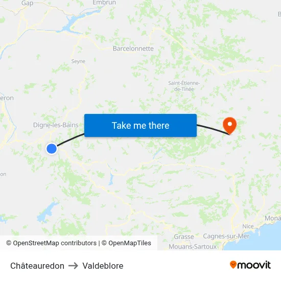 Châteauredon to Valdeblore map