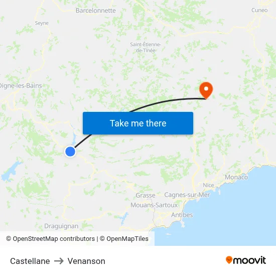Castellane to Venanson map
