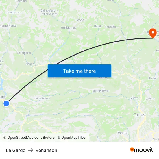 La Garde to Venanson map