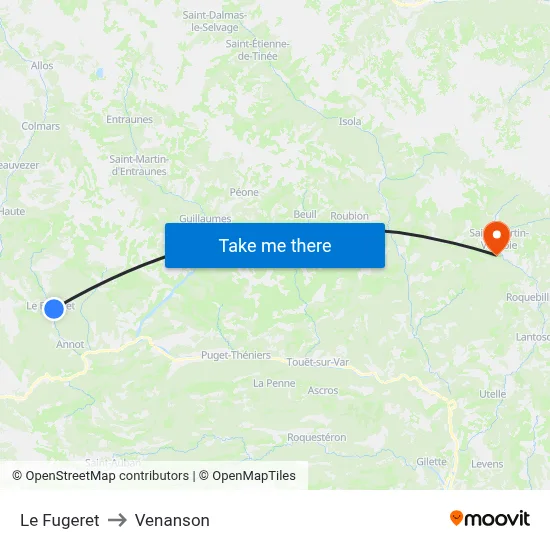 Le Fugeret to Venanson map