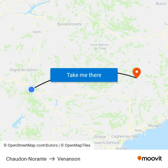 Chaudon-Norante to Venanson map