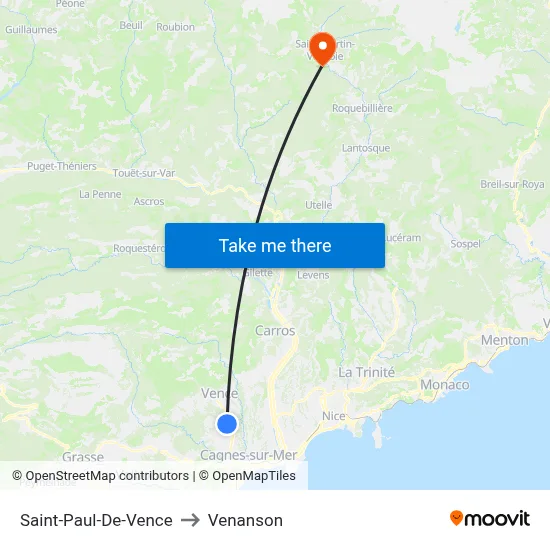Saint-Paul-De-Vence to Venanson map