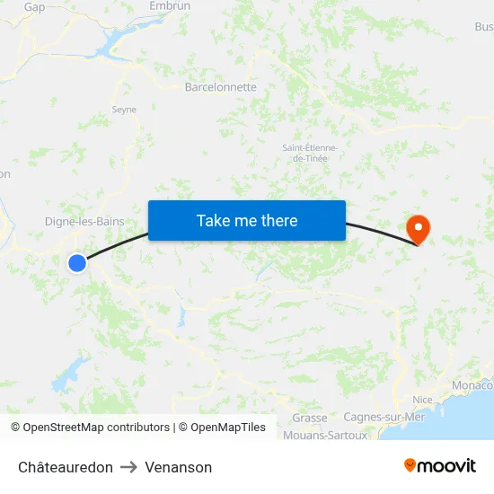 Châteauredon to Venanson map
