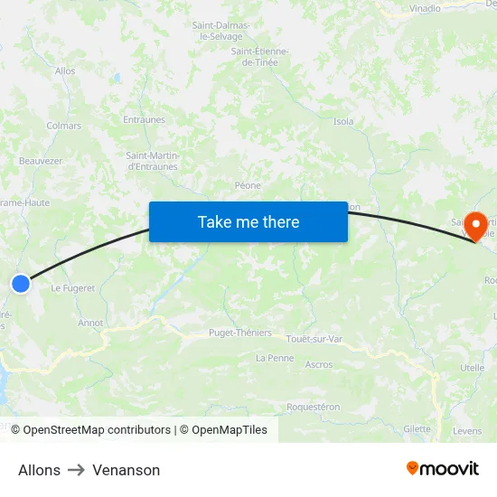 Allons to Venanson map