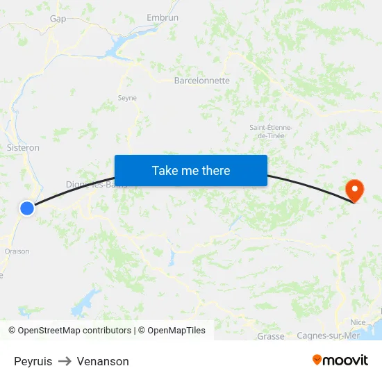 Peyruis to Venanson map