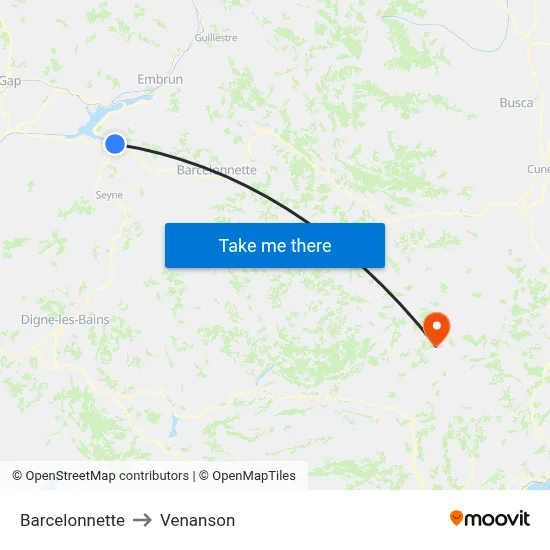 Barcelonnette to Venanson map