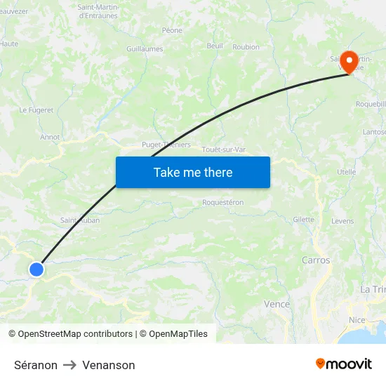 Séranon to Venanson map