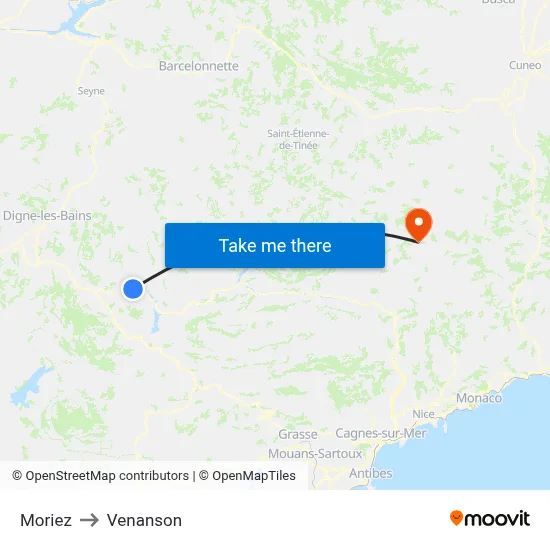 Moriez to Venanson map