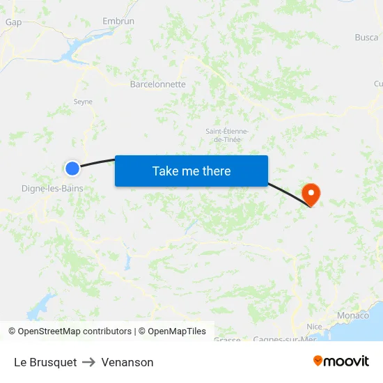 Le Brusquet to Venanson map