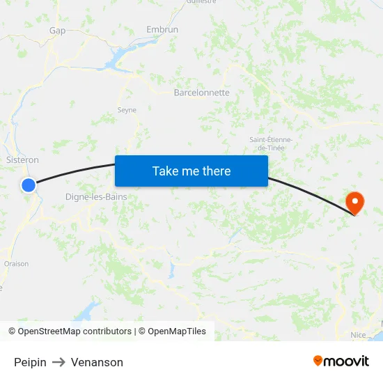 Peipin to Venanson map
