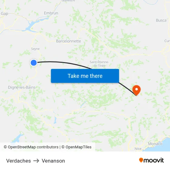 Verdaches to Venanson map