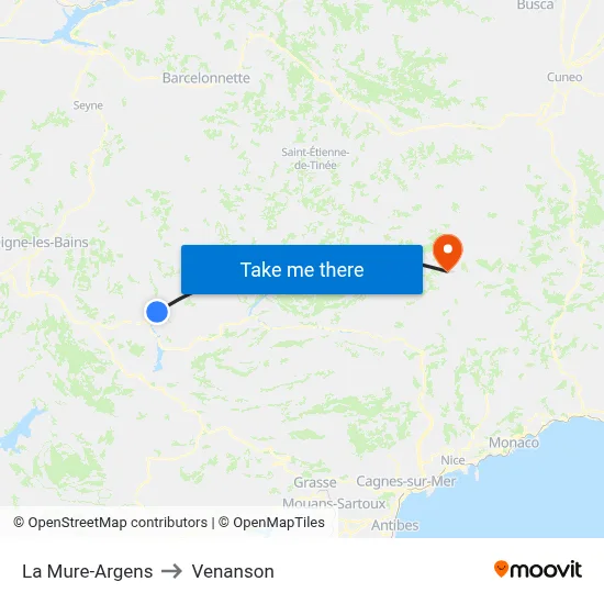 La Mure-Argens to Venanson map