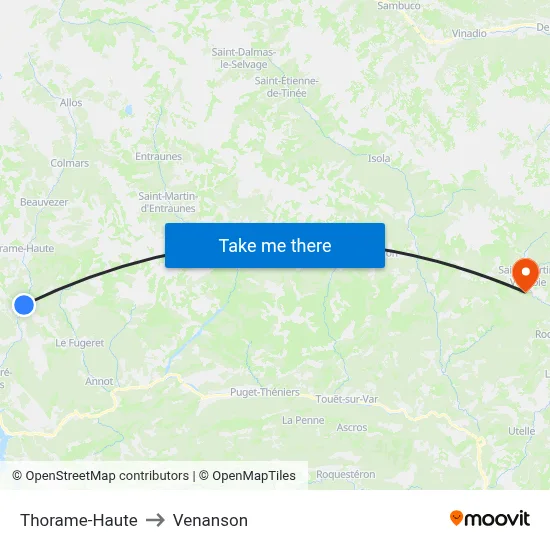 Thorame-Haute to Venanson map