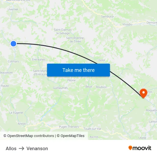 Allos to Venanson map