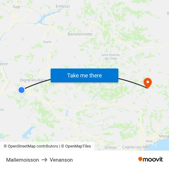 Mallemoisson to Venanson map