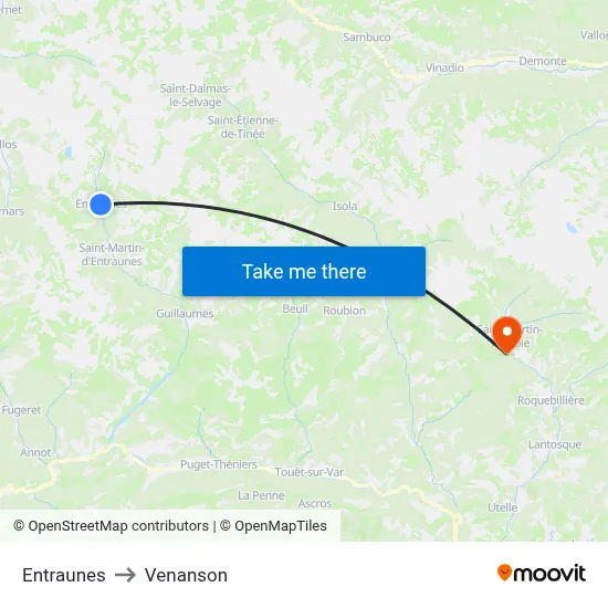 Entraunes to Venanson map