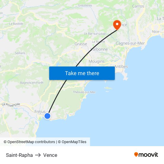 Saint-Rapha to Vence map