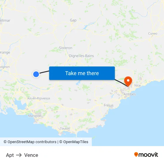 Apt to Vence map