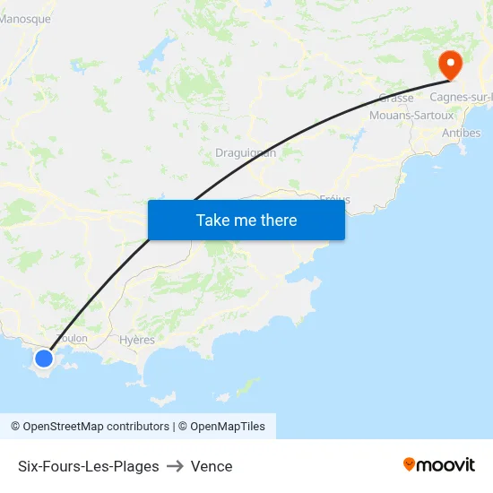 Six-Fours-Les-Plages to Vence map