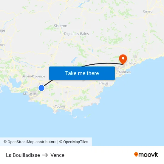 La Bouilladisse to Vence map