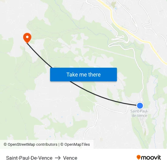 Saint-Paul-De-Vence to Vence map
