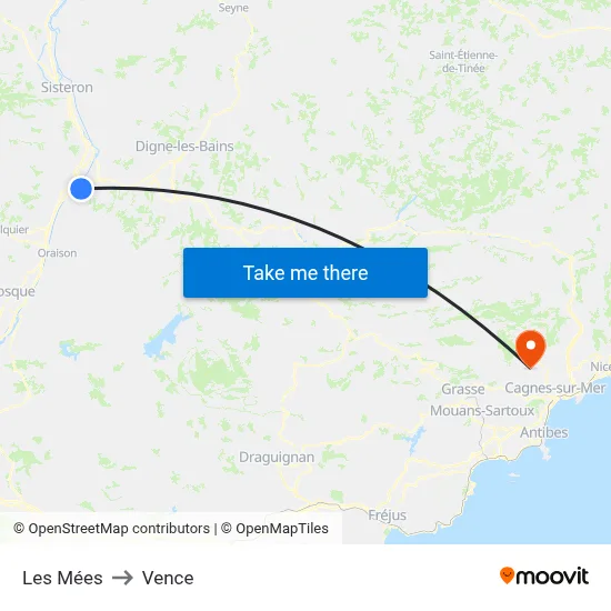 Les Mées to Vence map