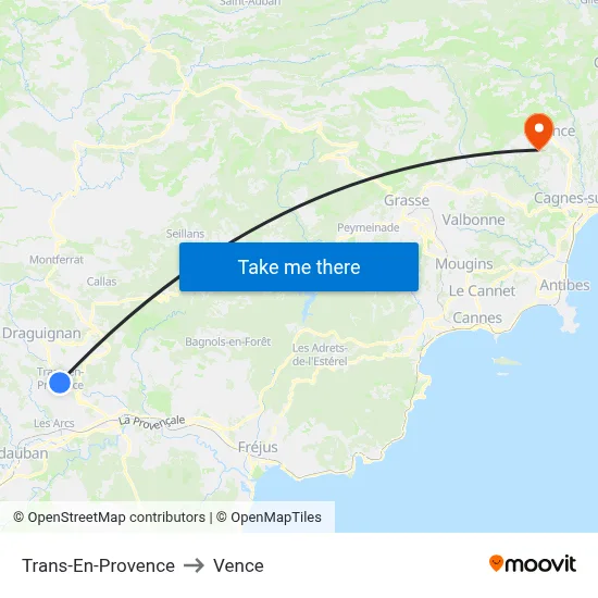 Trans-En-Provence to Vence map