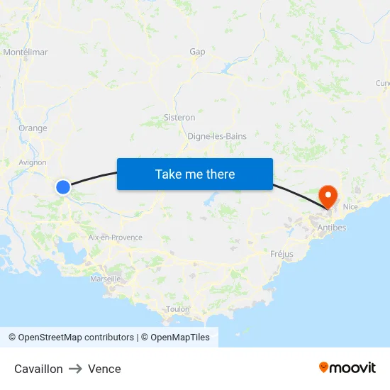 Cavaillon to Vence map