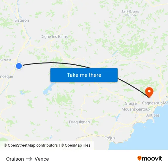 Oraison to Vence map