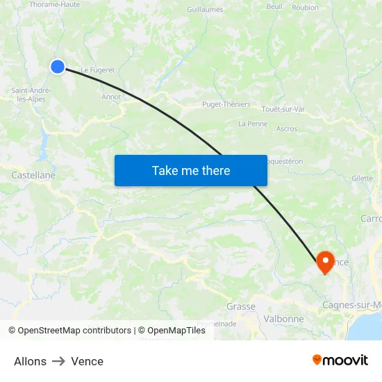 Allons to Vence map