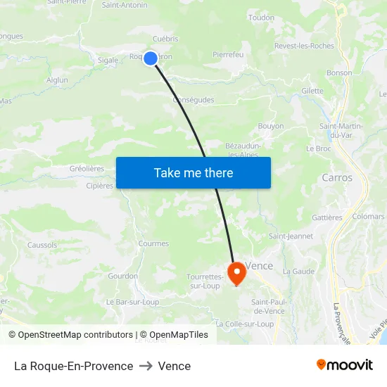 La Roque-En-Provence to Vence map